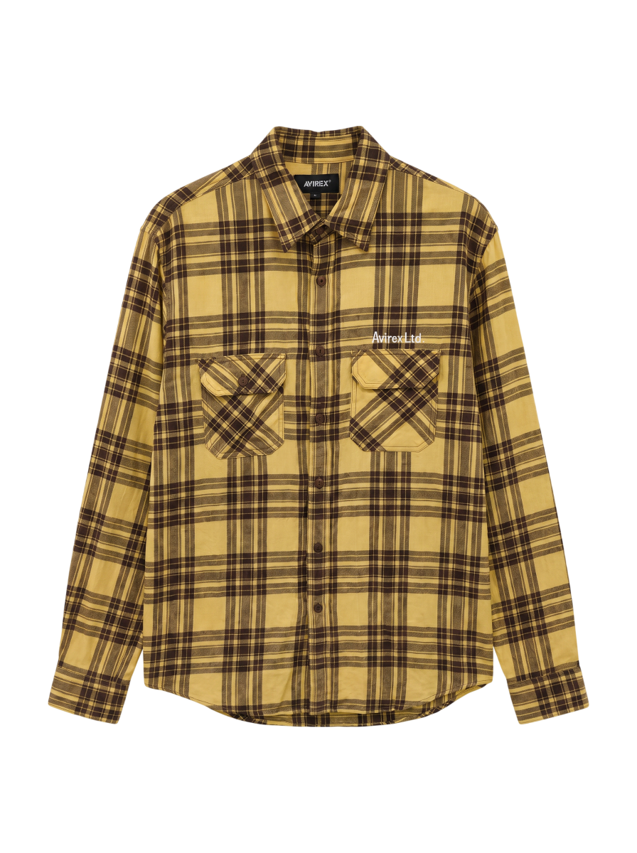 AVIREX / コットンリネン チェック エンブロイダリー シャツ / L/S COTTON LINEN CHECK ENB SHIRT