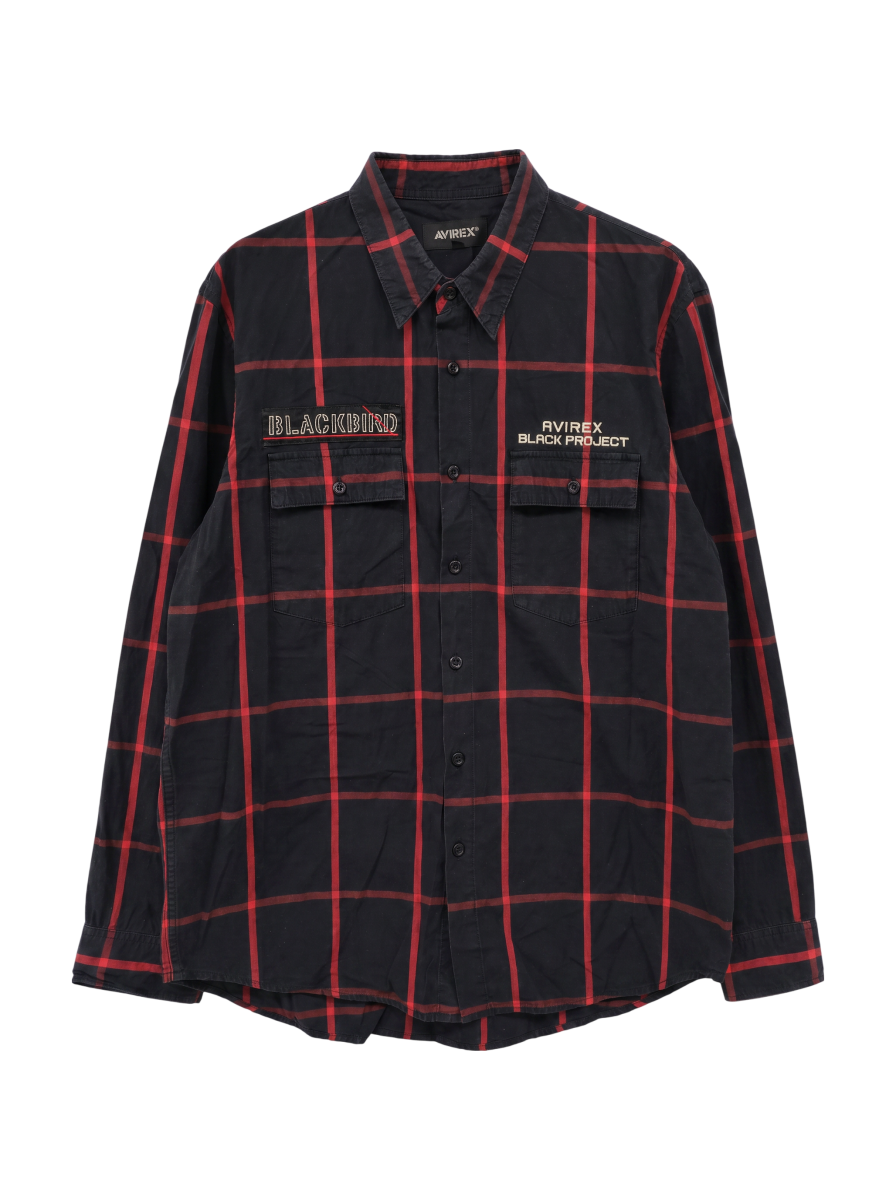 AVIREX / シンプル チェック 刺繍シャツ ブラックバード/EMBROIDERY SHIRT BLACKBIRD
