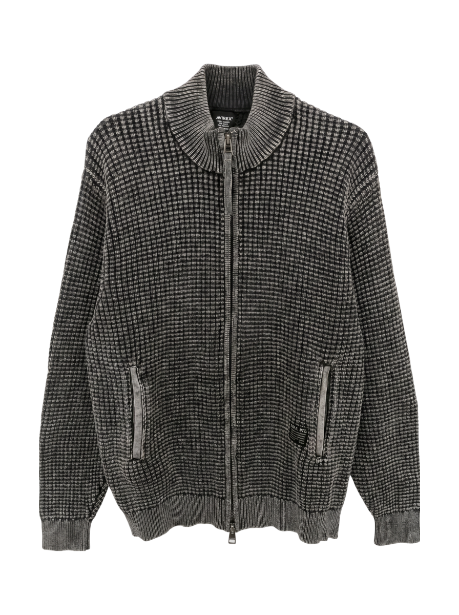 AVIREX / 《直営店限定》FADE WASH COMMAND ZIP UP KNIT / フェイドウォッシュ コマンド ジップアップ ニット