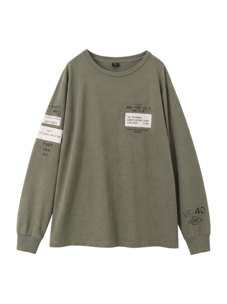 AVIREX / AVIREX/アヴィレックス/L/S CREW NECK T STENCIL PRINTS/ 長袖 クルーネックTシャツ ステンシルプリント