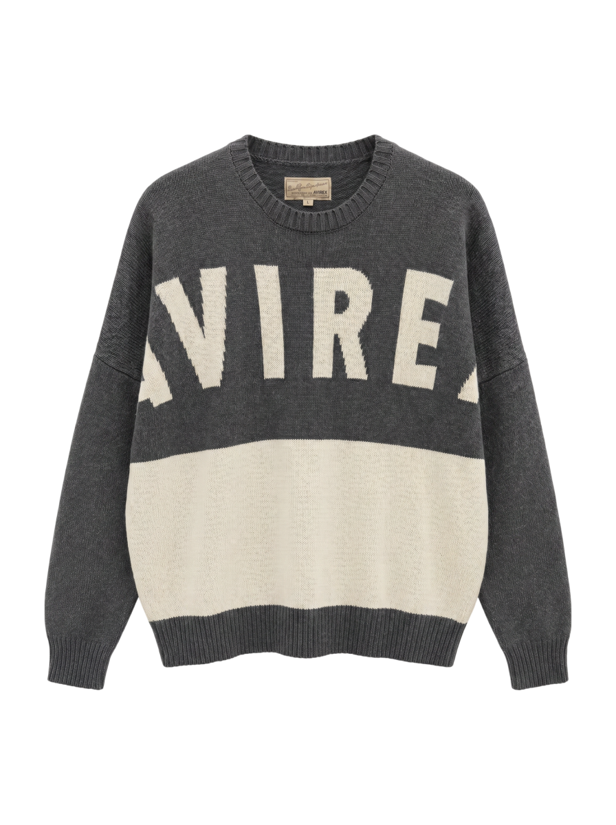 AVIREX / 【直営店限定】AVIREX/アヴィレックス/ドロップショルダーロゴニットセーター/DROP SHOULDER LOGO KNIT