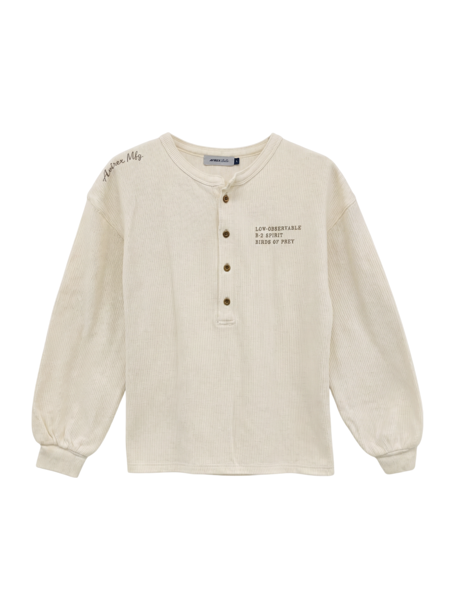 AVIREX / ステンシルプリント ヘンリーネックプルオーバー/ STENCIL PRINT HENLEY NECK PULL OVER