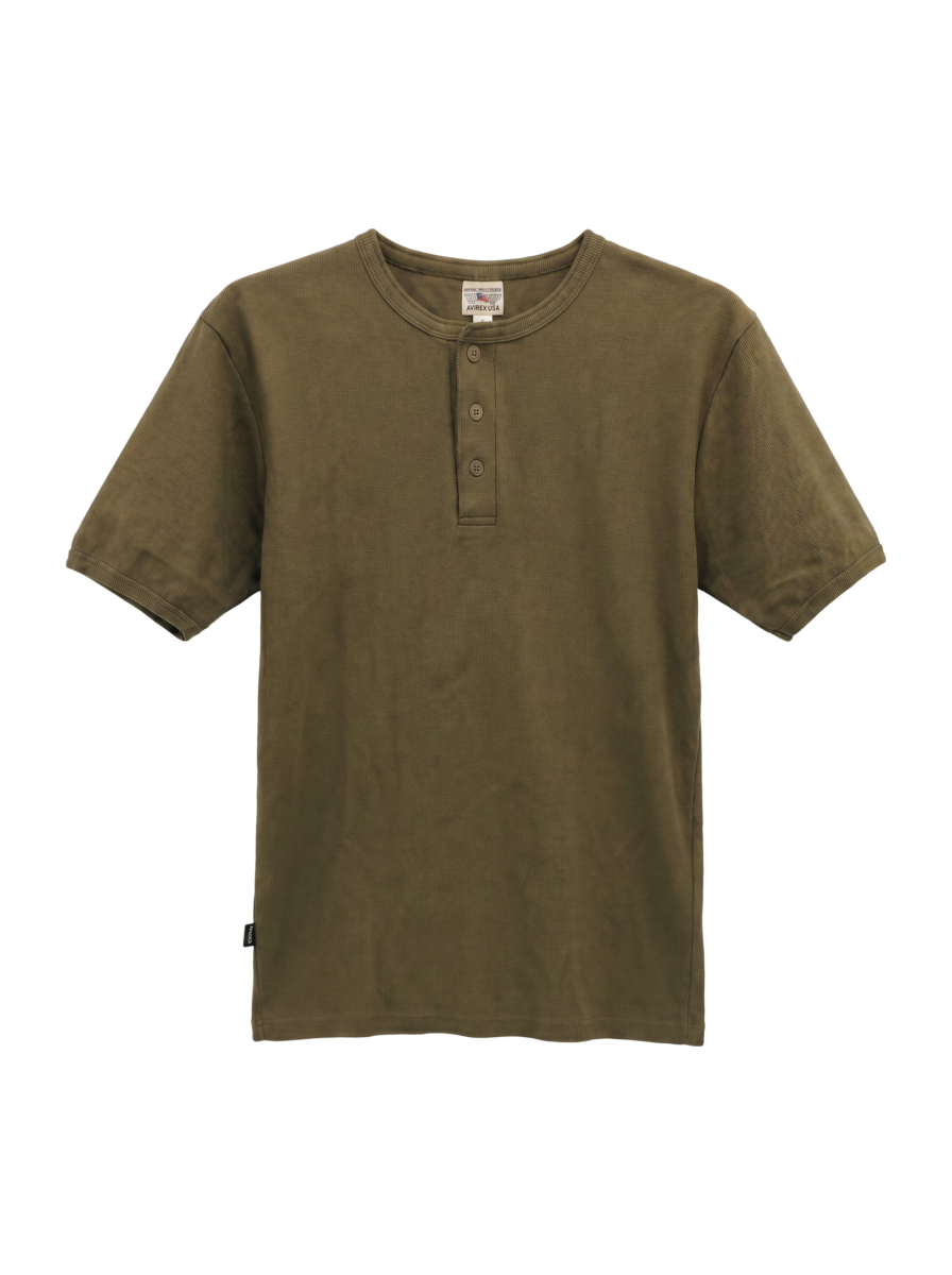 AVIREX / 《DAILY/デイリー》RIB S/S HENLEY NECK T-SHIRT/リブ 半袖 ヘンリーネック Tシャツ デイリーウェア