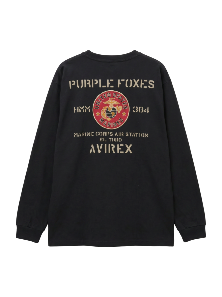 AVIREX / PURPLE FOXES LONG SLEEVE T-SHIRT / パープル フォックス 長袖 Tシャツ