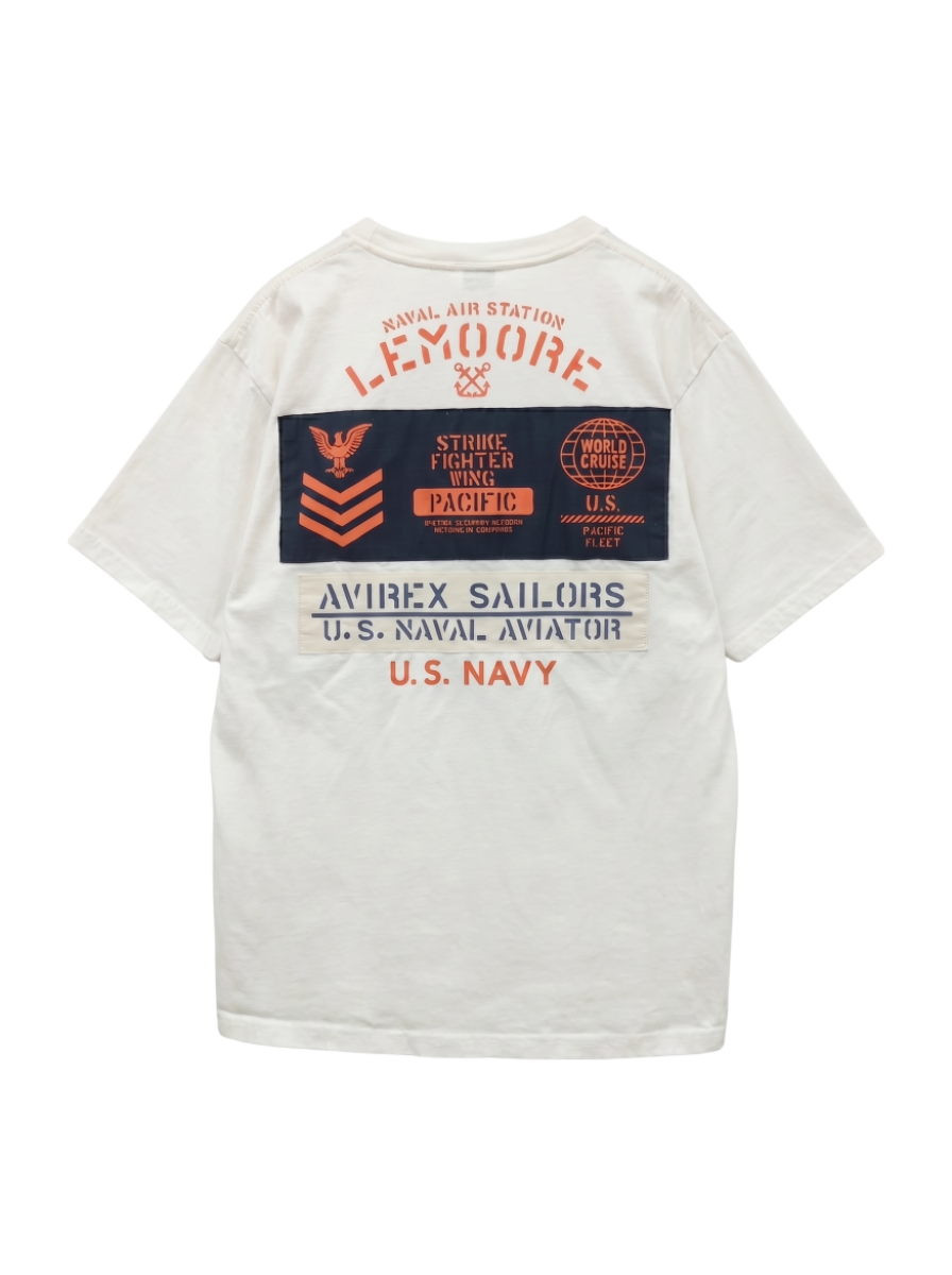 AVIREX / #SH S/S NAVALSHEETINGPATCHED T