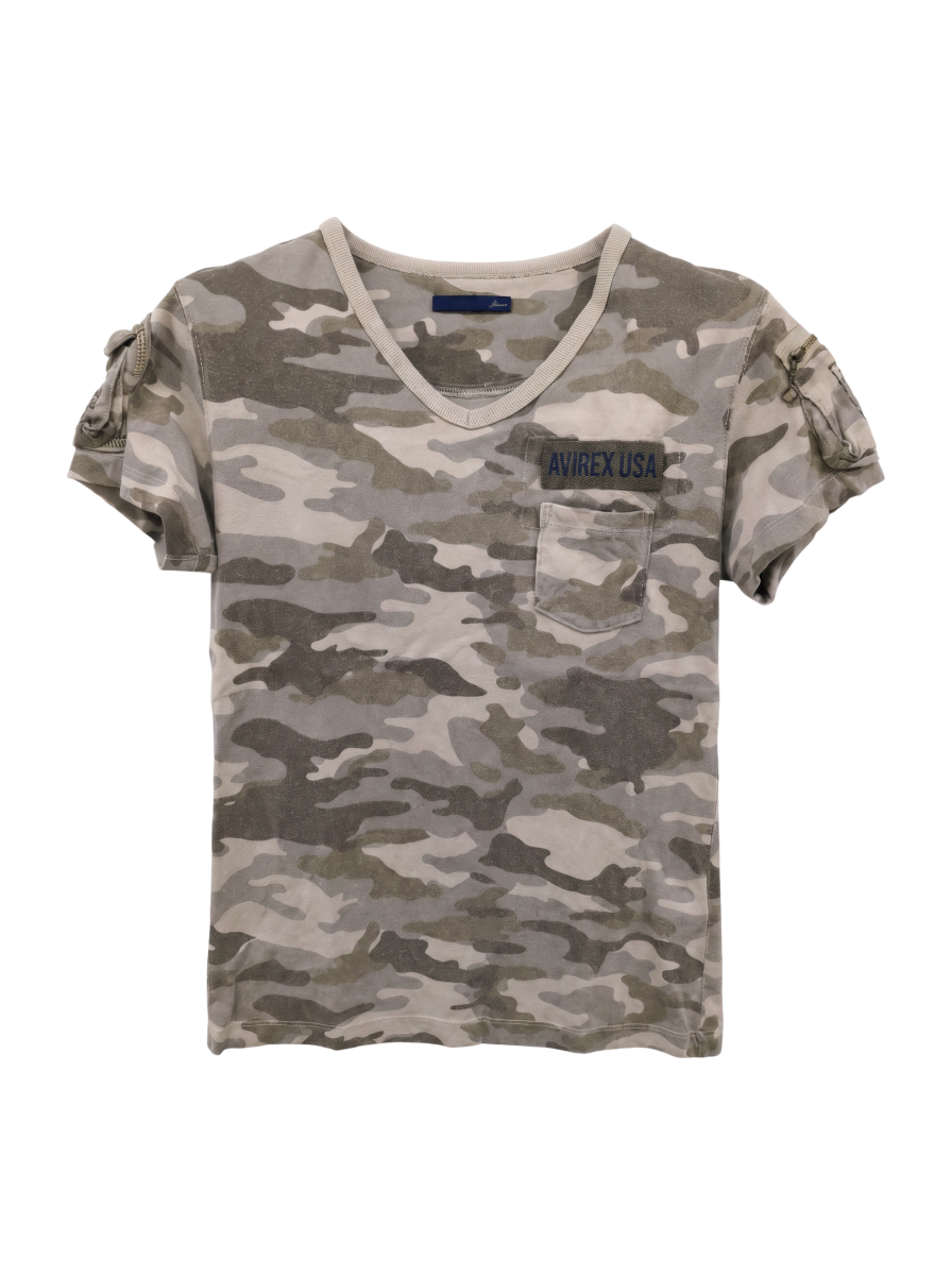 AVIREX / Vネック カモフラージュ ファティーグ Tシャツ/V-NECK CAMOUFLAGE FATIGUE T-SHIRT