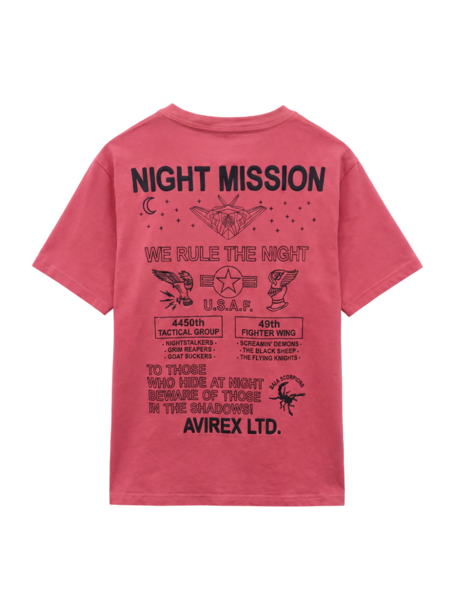 AVIREX / 刺繍Tシャツ ナイトミッション/EMBROIDERED T-SHIRT NIGHT MISSION F-117A