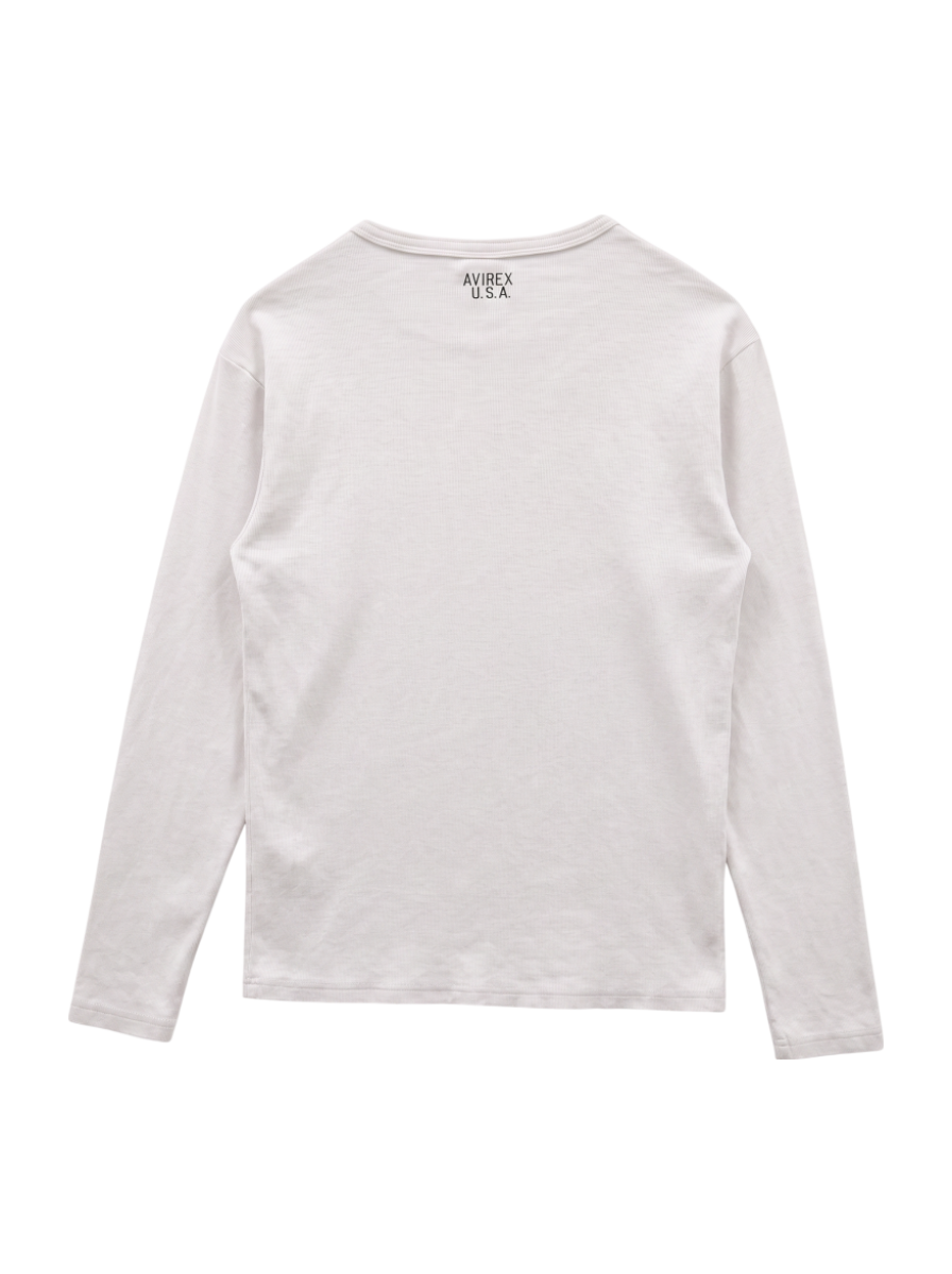 AVIREX / 《DAILY/デイリー》RIB L/S HENLEY NECK T-SHIRT/リブ 長袖 ヘンリーネック Tシャツ デイリーウェア