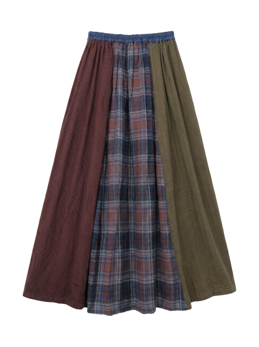 AVIREX / L-L/S PATCHING PLAID SKIRT