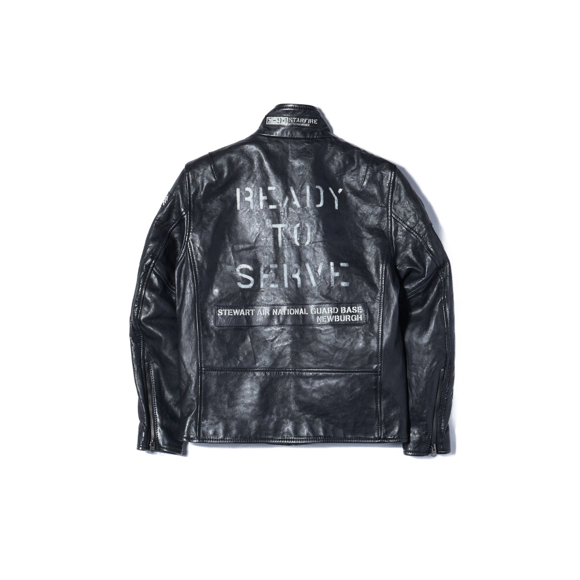 AVIREX / AGED LEATHER STAND ZIP RIDERS JACKET A.N.G.