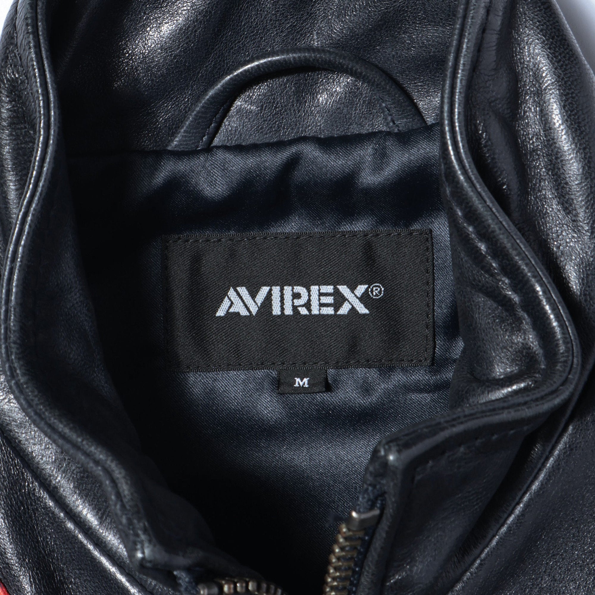 AVIREX / AGED LEATHER STAND ZIP RIDERS JACKET A.N.G.