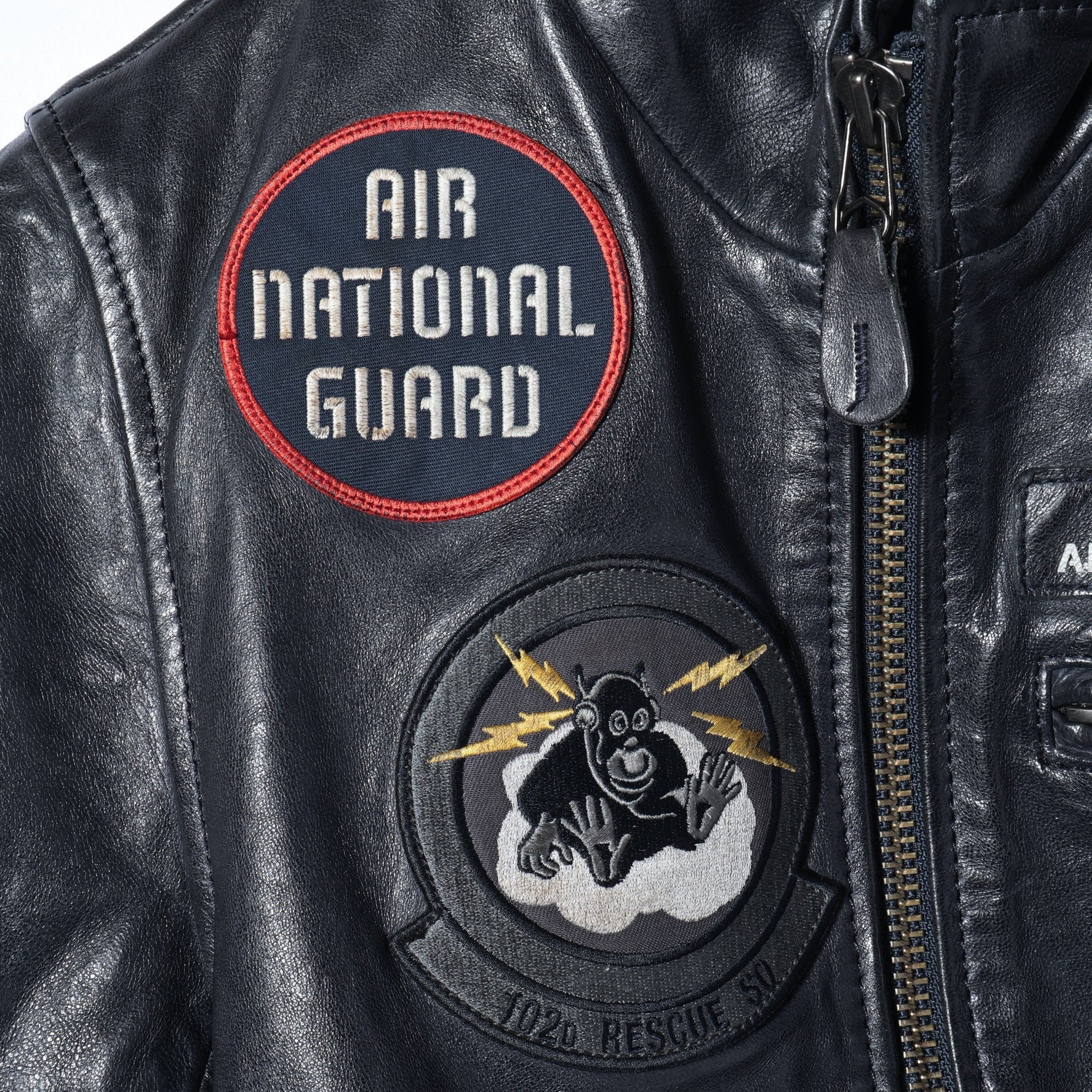 AVIREX / AGED LEATHER STAND ZIP RIDERS JACKET A.N.G.