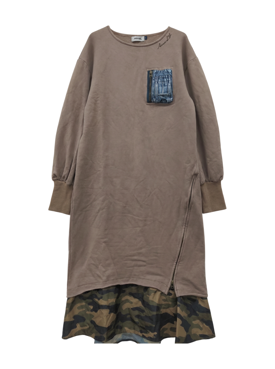 AVIREX / レイヤードスタイル デニム&カモフラージュワンピース/DENIM&CAMOUFLAGE ONEPIECE DRESS