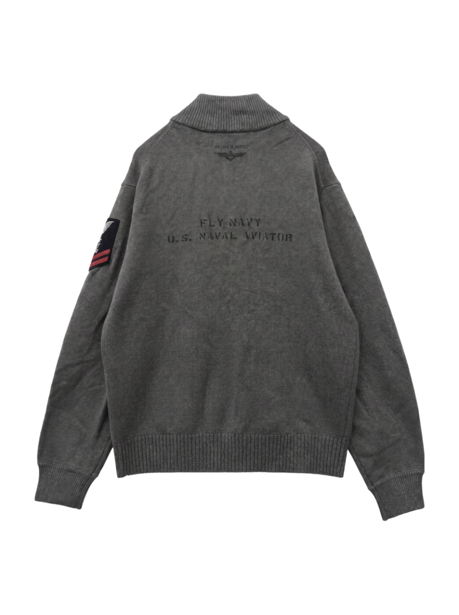 AVIREX / NAVAL STAND COLLAR ZIP KNIT JACKET / ネイバル スタンド カラー
