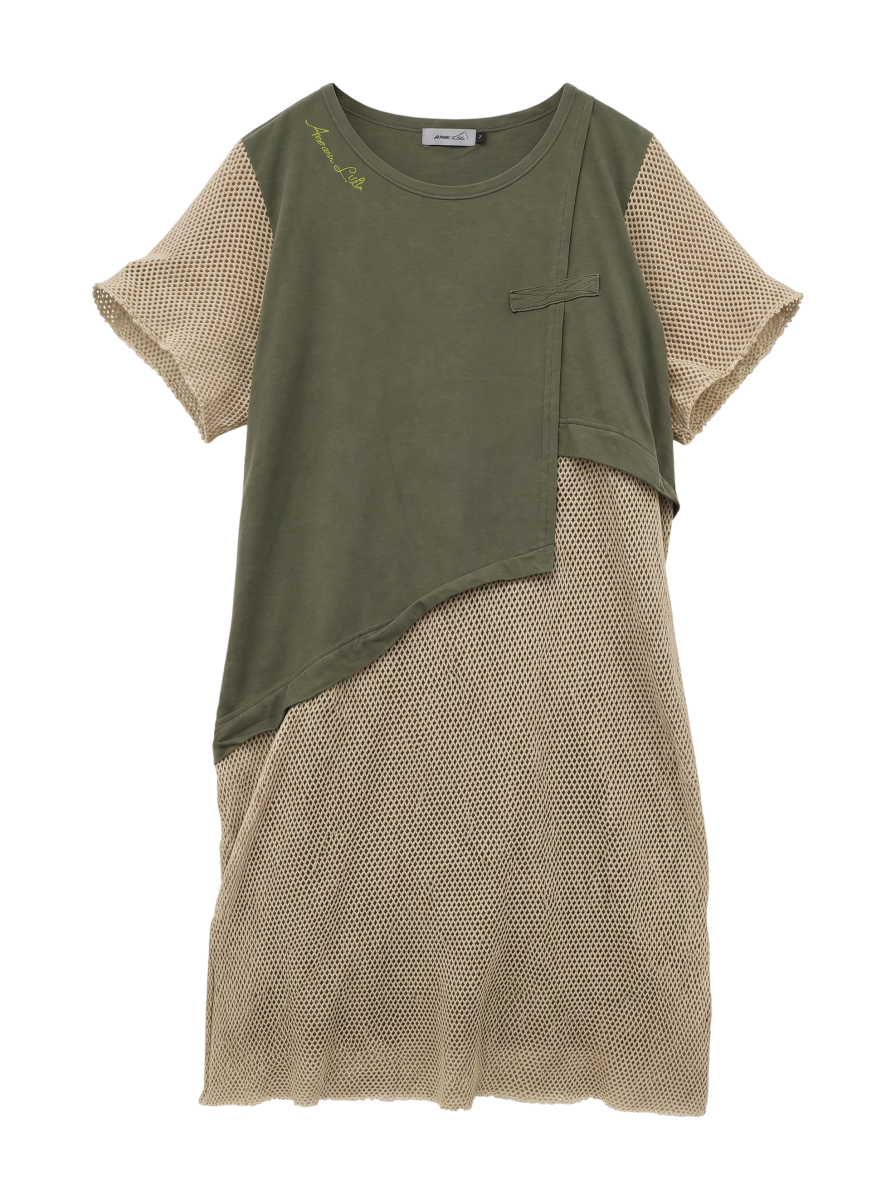 AVIREX / CUT×MESH ONEPIECE/ カットソー×メッシュ ワンピース