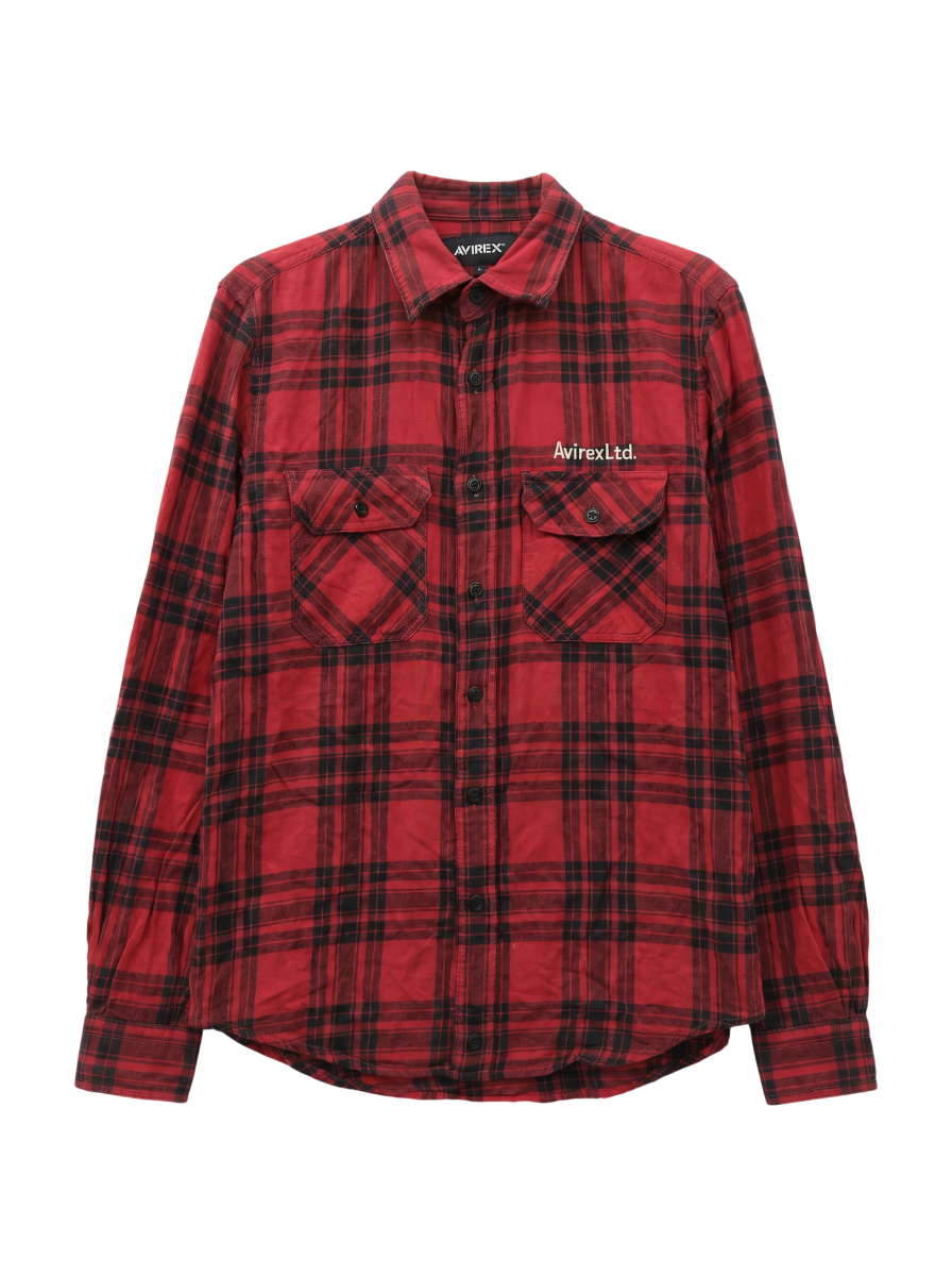 AVIREX / コットンリネン チェック エンブロイダリー シャツ / L/S COTTON LINEN CHECK ENB SHIRT