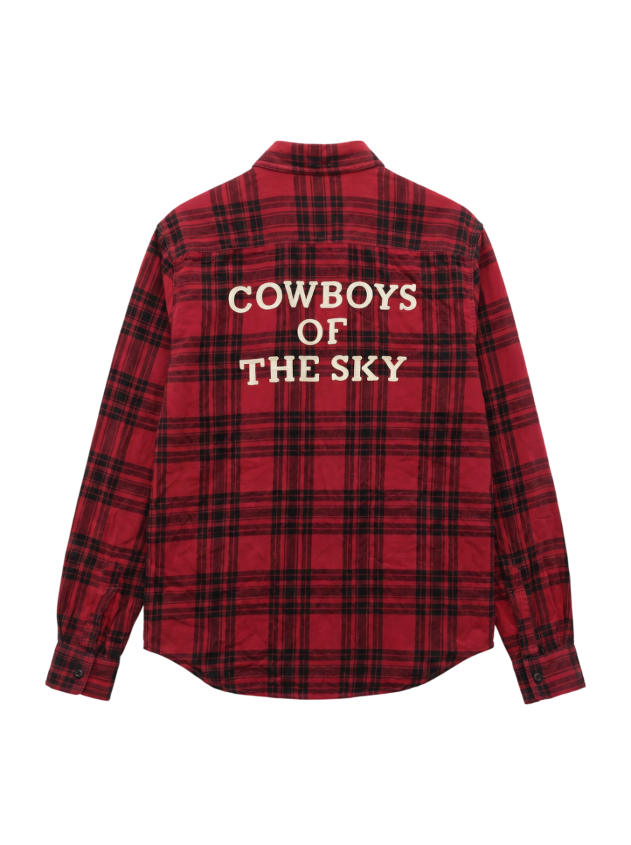 AVIREX / コットンリネン チェック エンブロイダリー シャツ / L/S COTTON LINEN CHECK ENB SHIRT