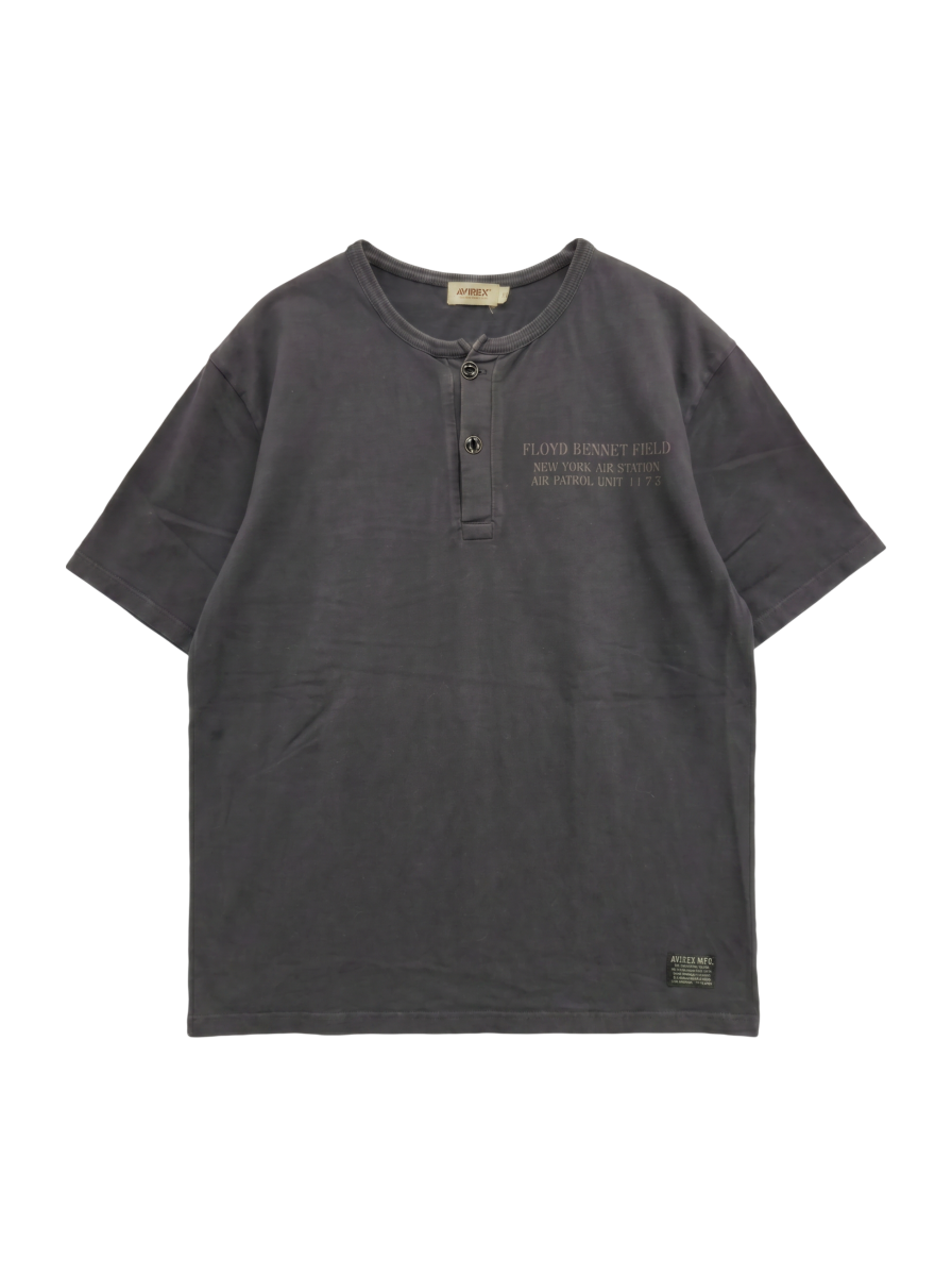 AVIREX / オーバーダイド ヘンリーネック フラッグ Tシャツ/OVER DYED HENLY NECK FLAG T-SHIRT