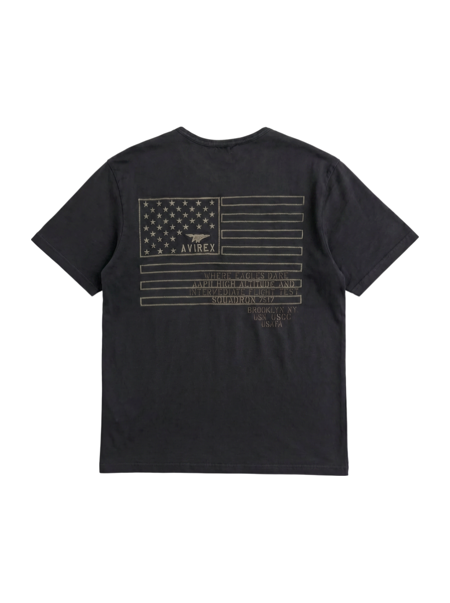 AVIREX / オーバーダイド ヘンリーネック フラッグ Tシャツ/OVER DYED HENLY NECK FLAG T-SHIRT