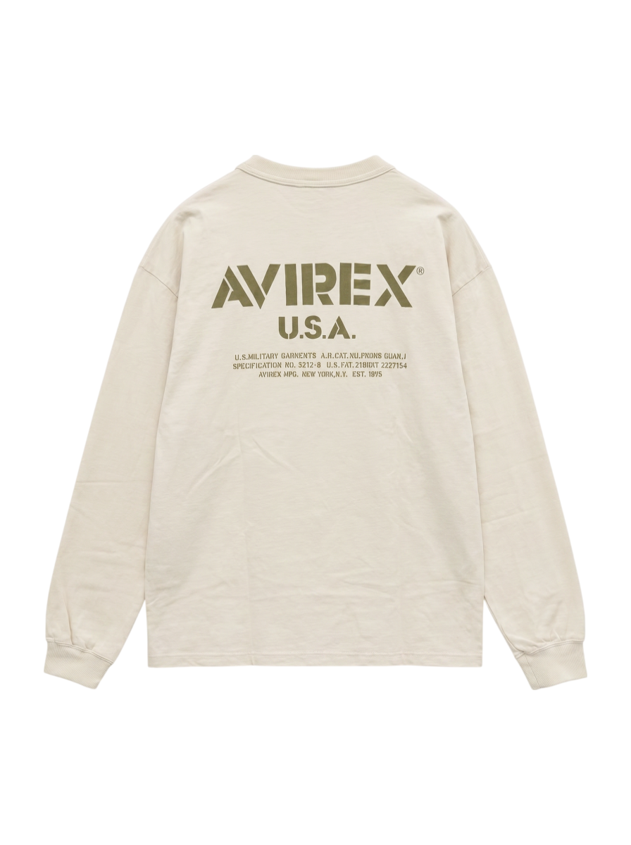 AVIREX / MIL. STENCIL T-SHIRT OFFICIAL LOGO / ミリタリー ステンシル 長袖Tシャツ オフィシャルロゴ