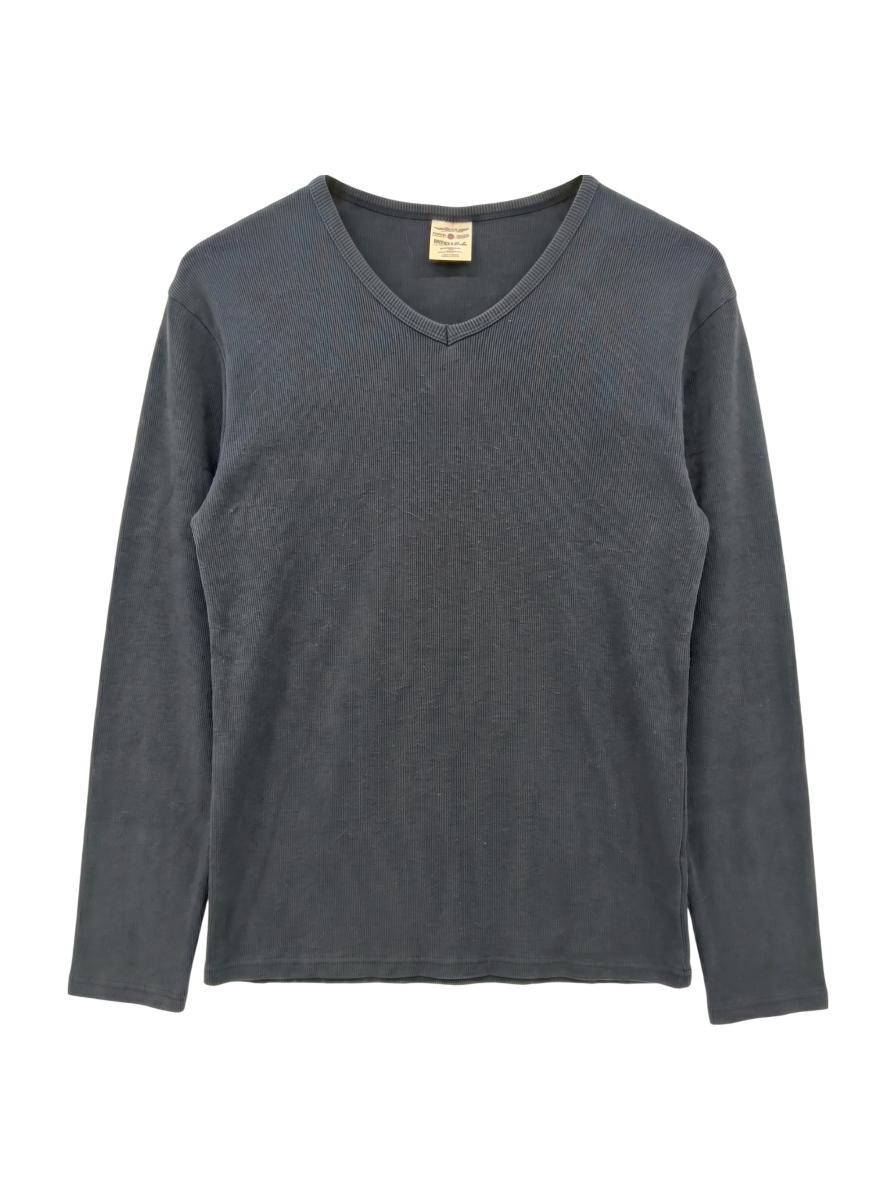 AVIREX / 《DAILY》RIB L/S V-NECK T-SHIRT/リブ 長袖 ブイネック Tシャツ デイリーウェア