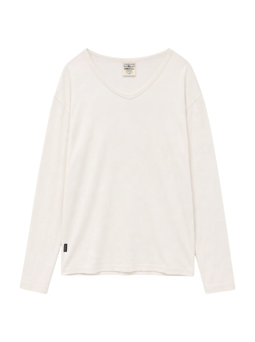 AVIREX / 《DAILY》RIB L/S V-NECK T-SHIRT/リブ 長袖 ブイネック Tシャツ デイリーウェア