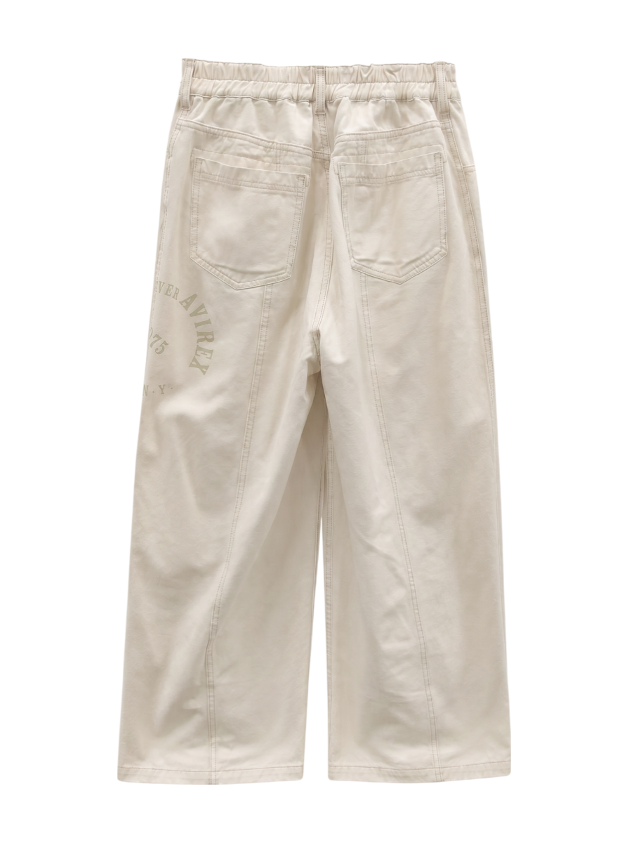AVIREX / CIRCLE STENCIL PRINT WIDE DENIM PANTS
