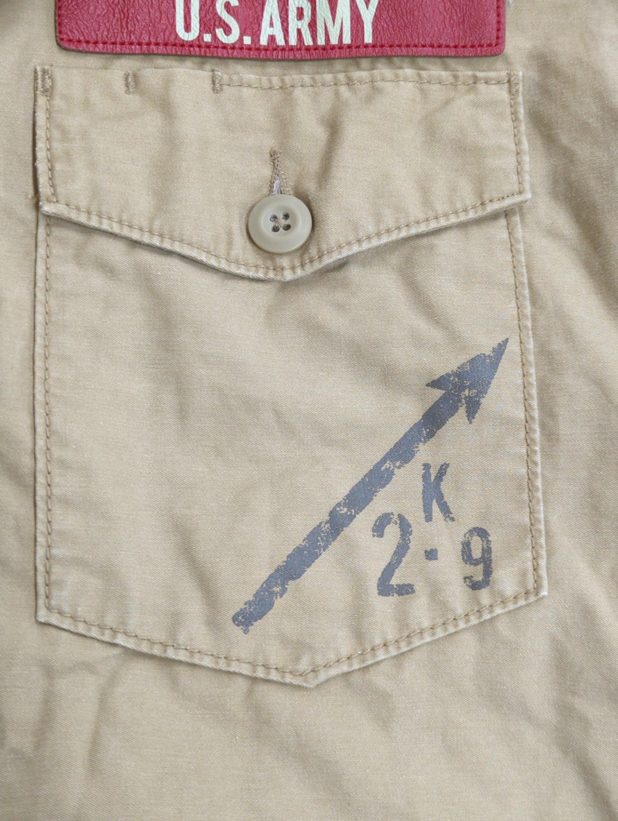 AVIREX / LEATHER PATCH SHIRT