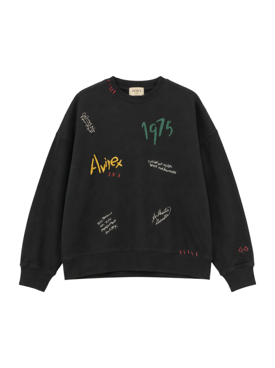 AVIREX / 《直営店限定》HAND LIKE EMBROIDERY SWEAT/ハンドライク刺繍スウェット