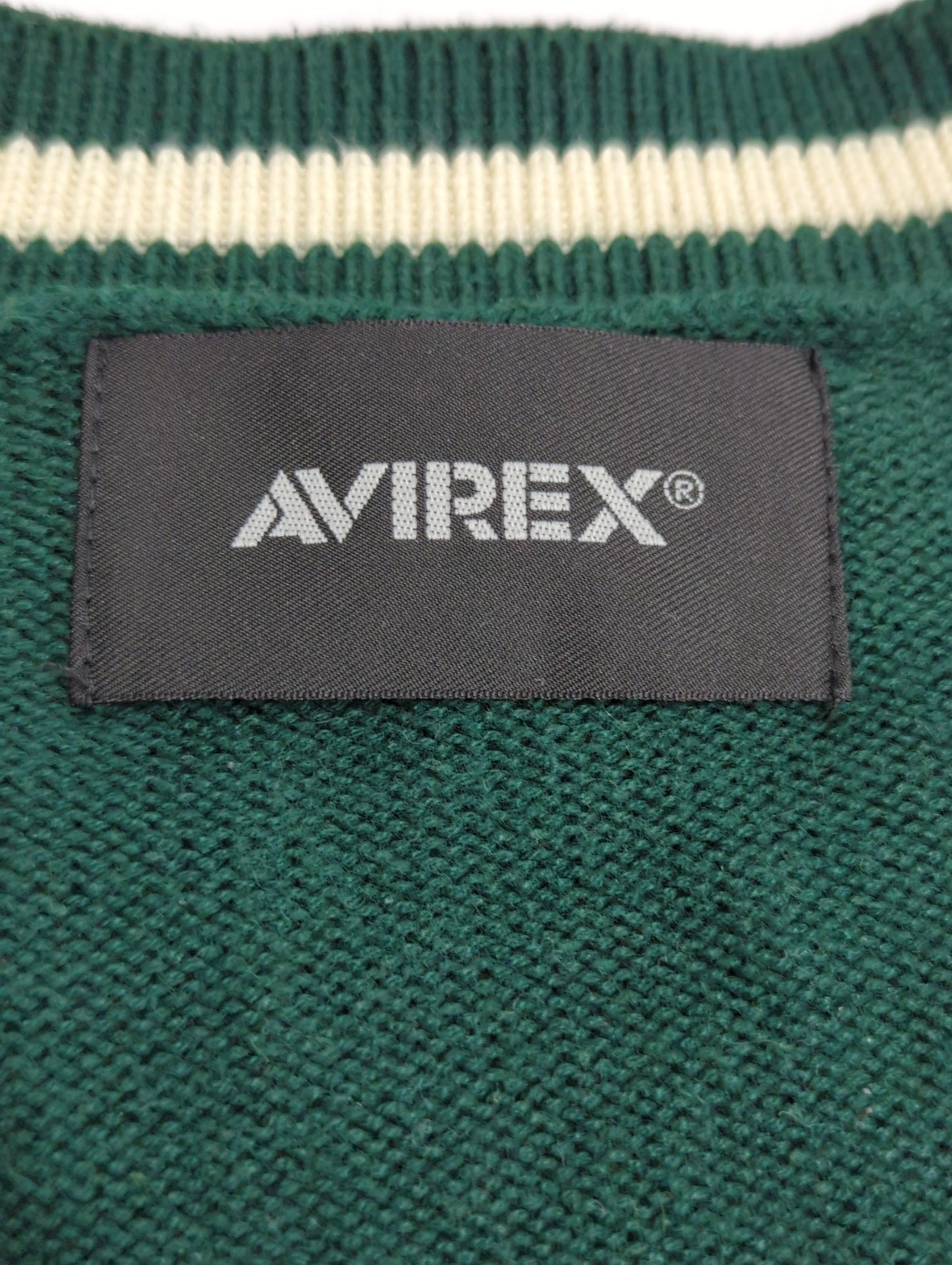 AVIREX / LETTERED CHENILLE PATCH KNIT CARDIGAN / レタード シェニール パッチ ニット カーディガン