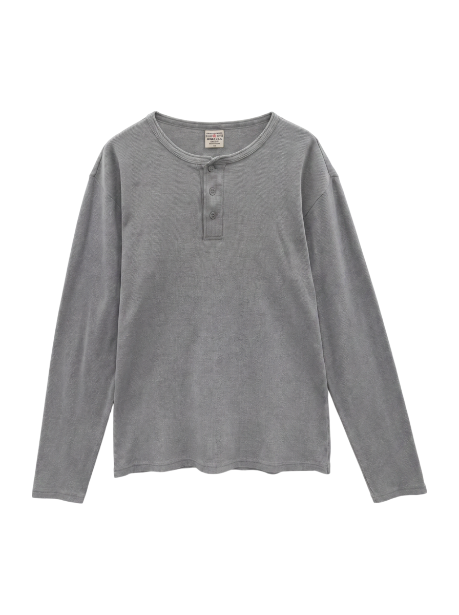 AVIREX / 《DAILY/デイリー》RIB L/S HENLEY NECK T-SHIRT/リブ 長袖 ヘンリーネック Tシャツ デイリーウェア
