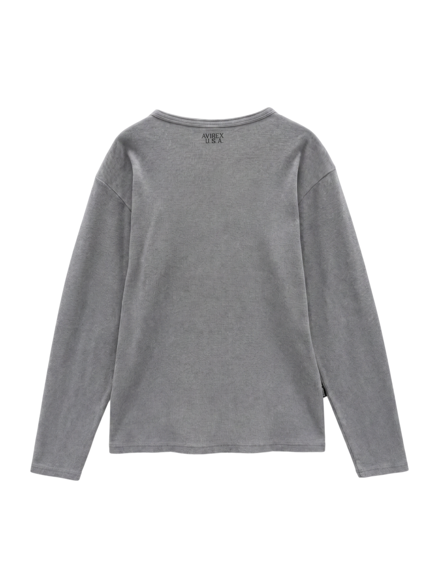 AVIREX / 《DAILY/デイリー》RIB L/S HENLEY NECK T-SHIRT/リブ 長袖 ヘンリーネック Tシャツ デイリーウェア