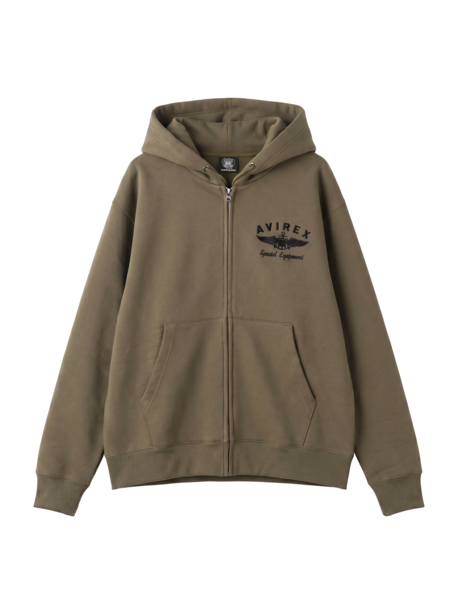 AVIREX / VARSITY LOGO SWEAT ZIP UP PARKA /バーシティ ロゴ スウェット ジップアップ パーカー