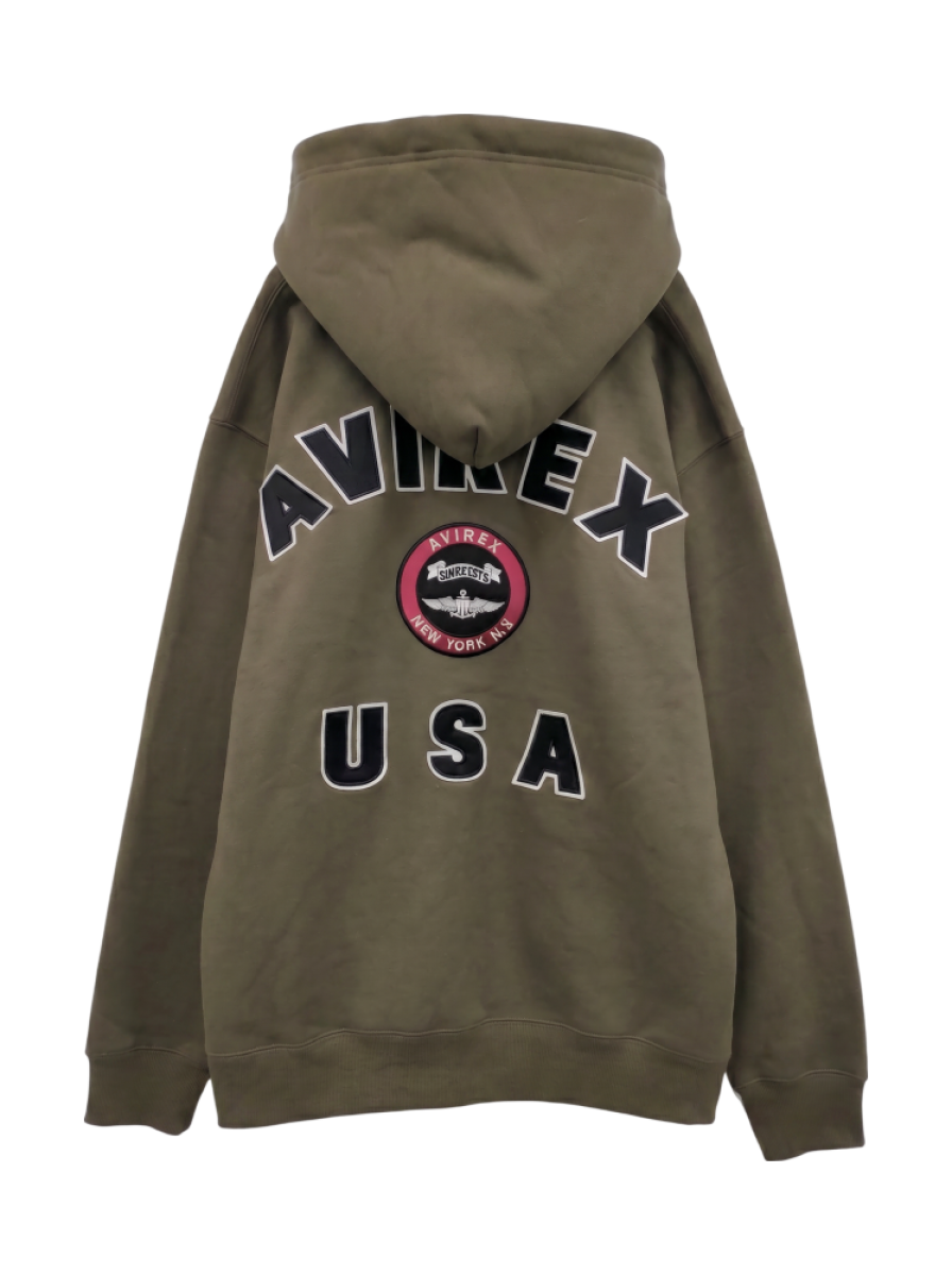 AVIREX / VARSITY LOGO SWEAT ZIP UP PARKA /バーシティ ロゴ スウェット ジップアップ パーカー