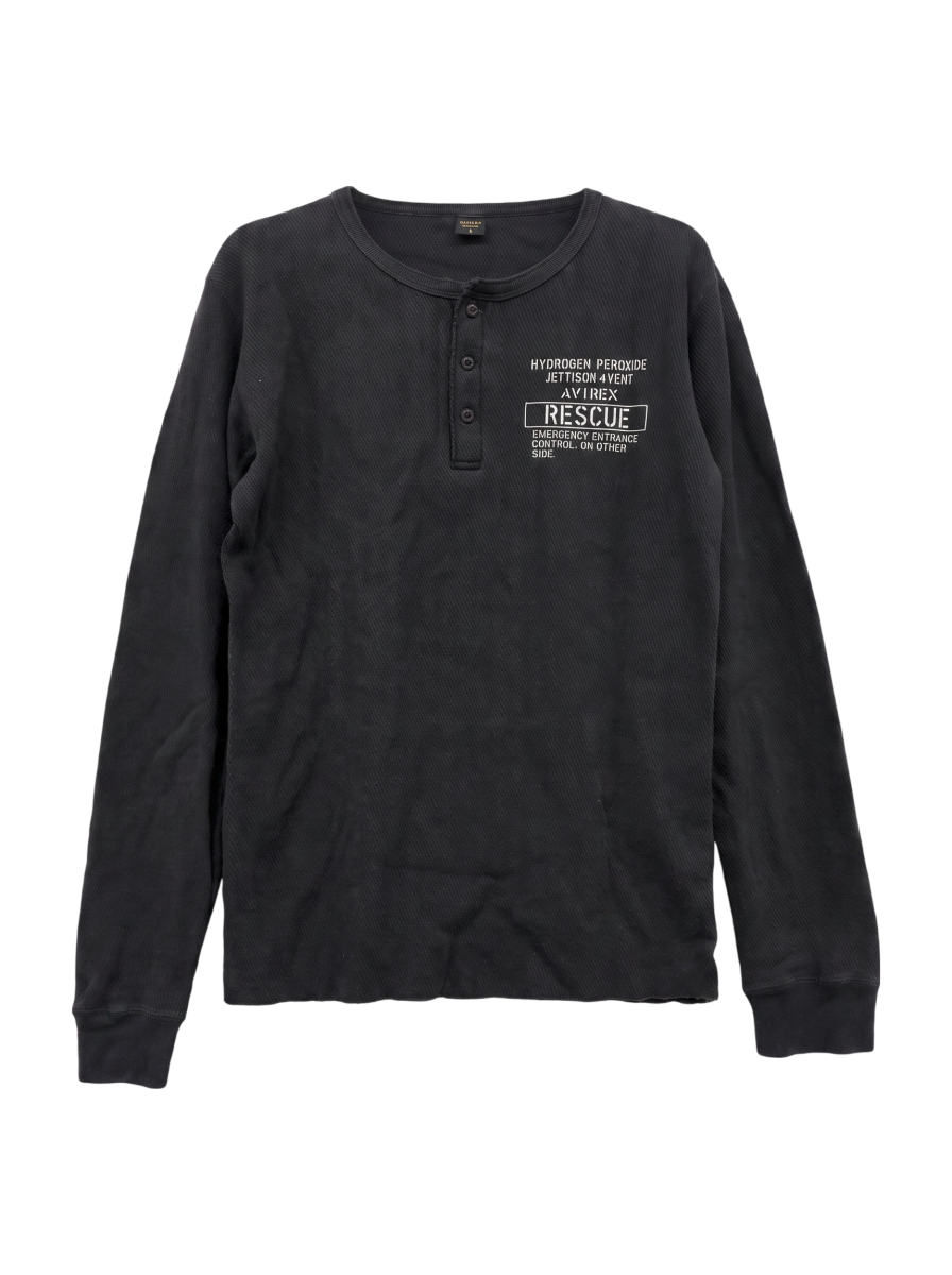 AVIREX / ハニカムワッフル ヘンリーネック Tシャツ/ HONEY COMB WAFFLE HENLY NECK T-SHIRT