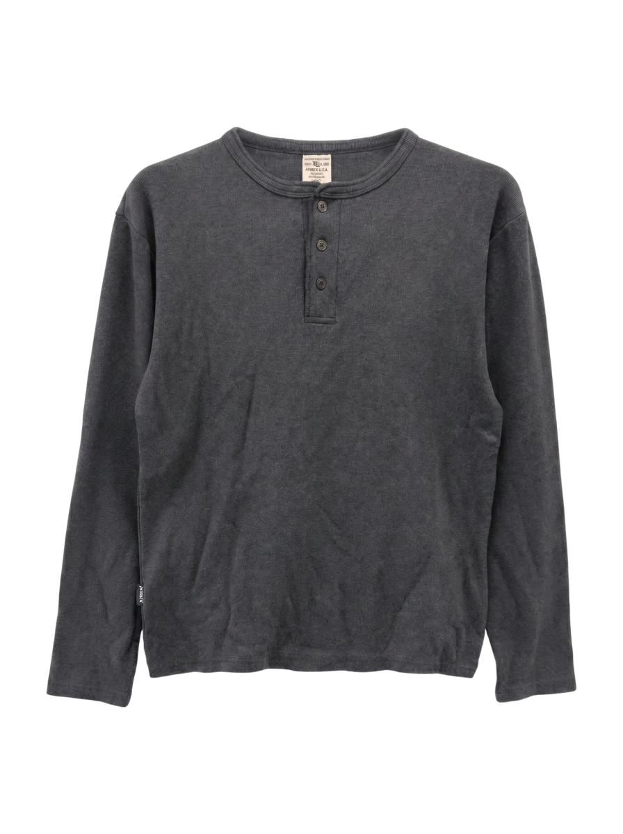 AVIREX / 《DAILY/デイリー》RIB L/S HENLEY NECK T-SHIRT/リブ 長袖 ヘンリーネック Tシャツ デイリーウェア