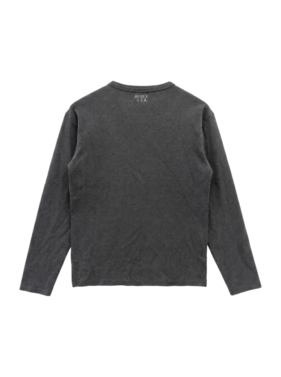 AVIREX / 《DAILY/デイリー》RIB L/S HENLEY NECK T-SHIRT/リブ 長袖 ヘンリーネック Tシャツ デイリーウェア