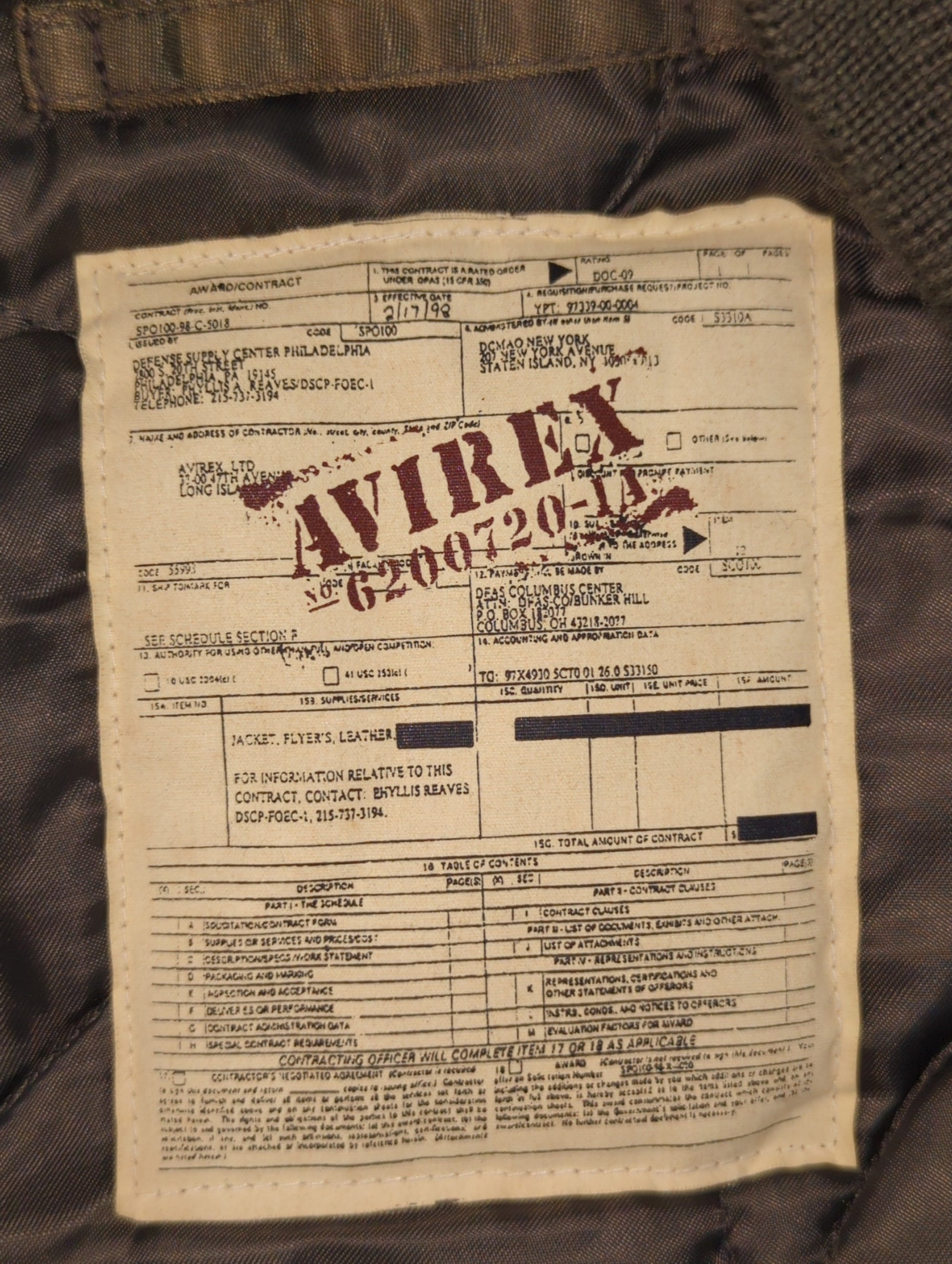 AVIREX / MA-1 "MID NIGHT ATTACK"