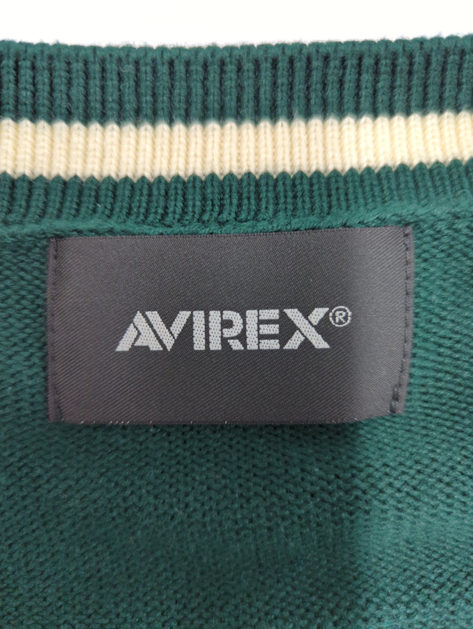 AVIREX / LETTERED CHENILLE PATCH KNIT CARDIGAN / レタード シェニール パッチ ニット カーディガン