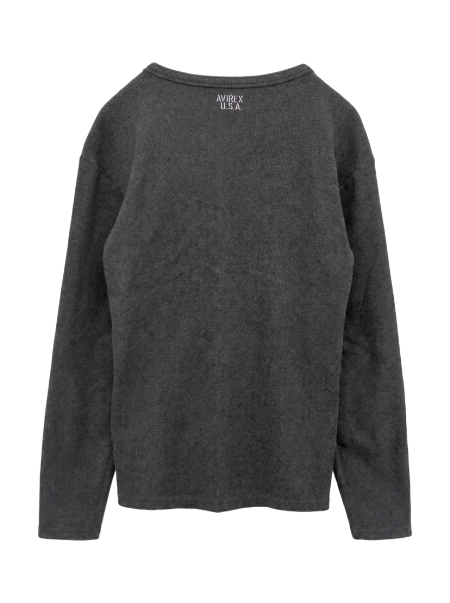 AVIREX / 《DAILY/デイリー》RIB L/S HENLEY NECK T-SHIRT/リブ 長袖 ヘンリーネック Tシャツ デイリーウェア