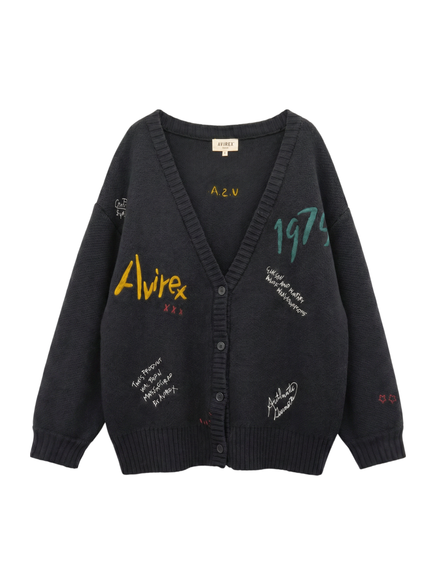 AVIREX / HAND EMBROIDERY KNIT CARDIGAN/ハンド刺繍ニットカーディガン