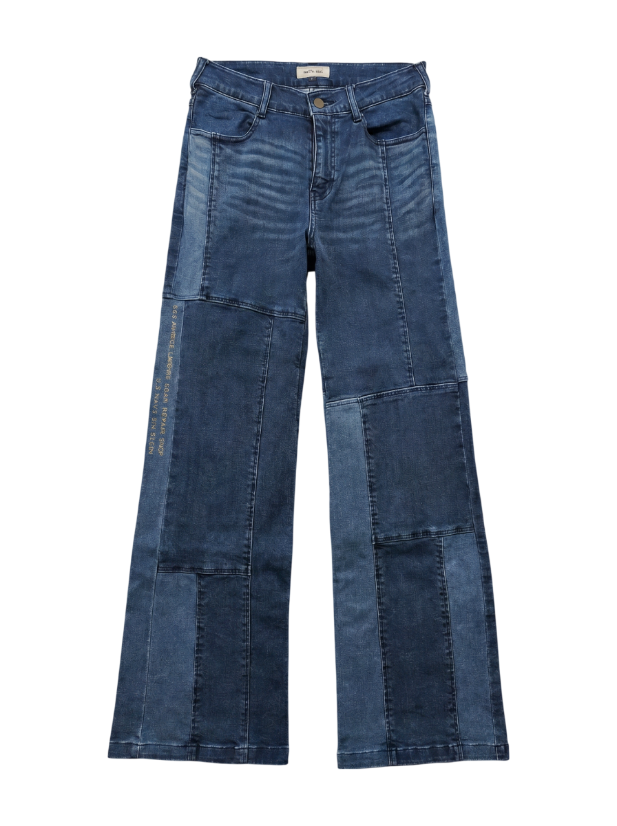 AVIREX / REMAKE DENIM SEMI FLARE WITH PRINT