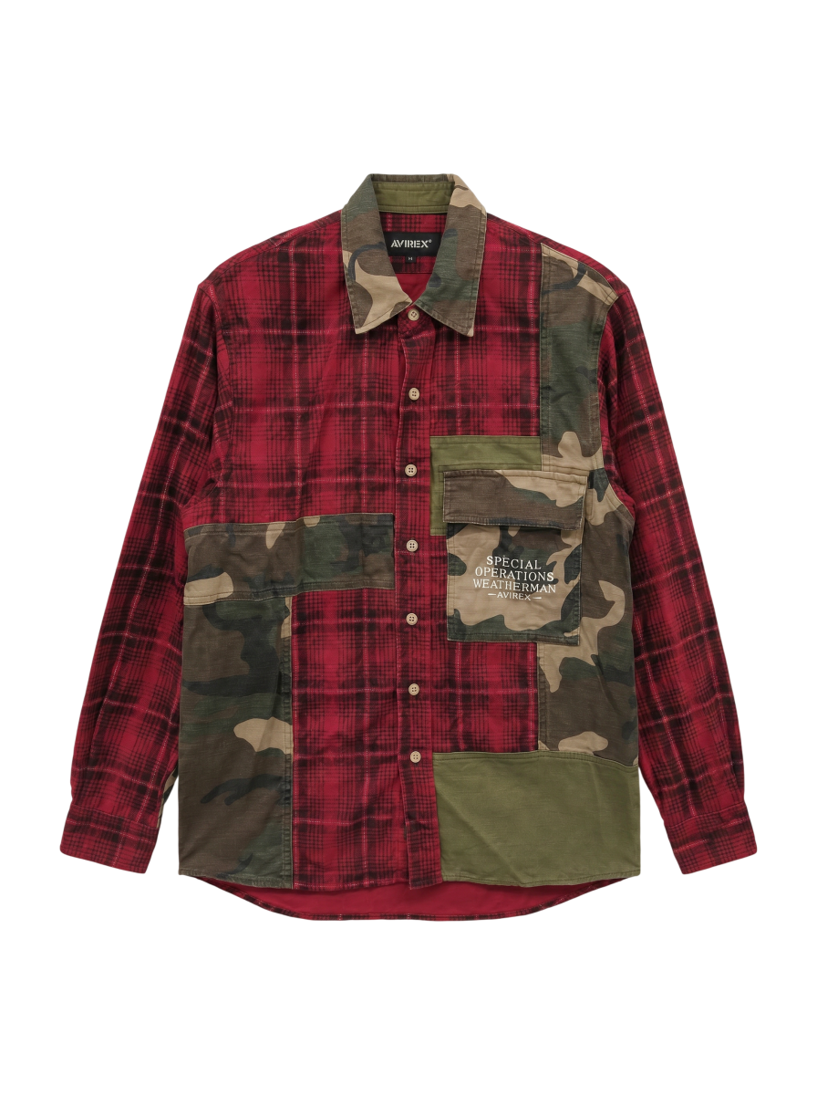 AVIREX / プリント チェック コンビネーション オーバー シャツ/ L/S PRINT CHECK COMBINATION OVER SHIRT