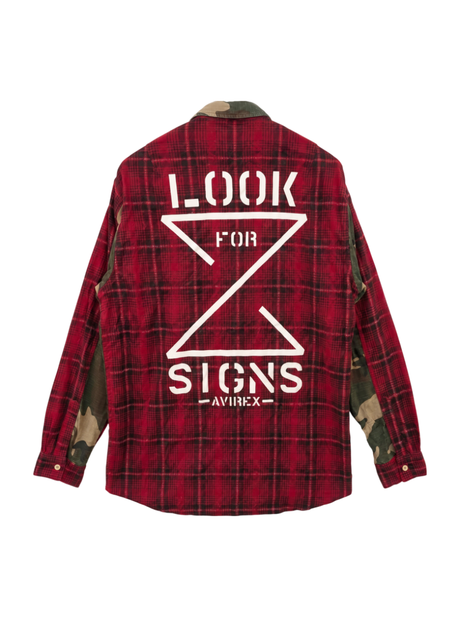 AVIREX / プリント チェック コンビネーション オーバー シャツ/ L/S PRINT CHECK COMBINATION OVER SHIRT