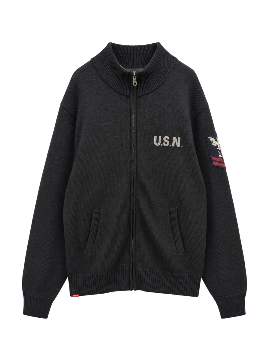 AVIREX / NAVAL STAND COLLAR ZIP KNIT JACKET / ネイバル スタンド カラー