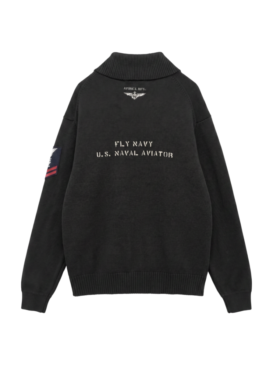 AVIREX / NAVAL STAND COLLAR ZIP KNIT JACKET / ネイバル スタンド カラー