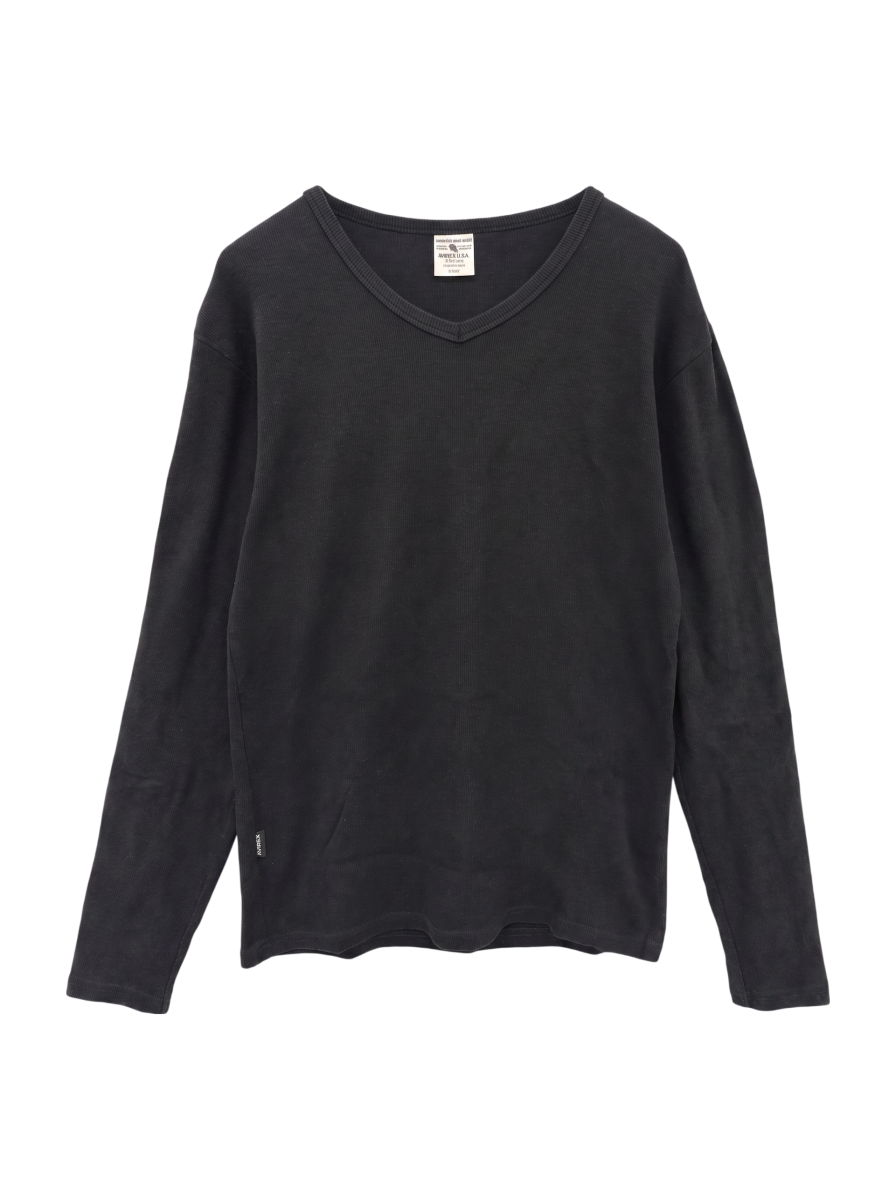 AVIREX / 《DAILY》RIB L/S V-NECK T-SHIRT/リブ 長袖 ブイネック Tシャツ デイリーウェア